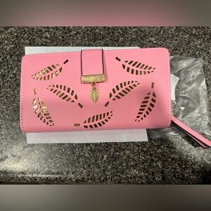 Pink Wallet with Gold Leaf Accents